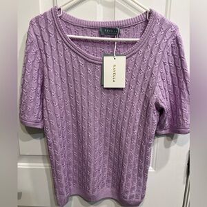 Ravella Lilac Cassandra Cable Sweater - Silk & Cashmere